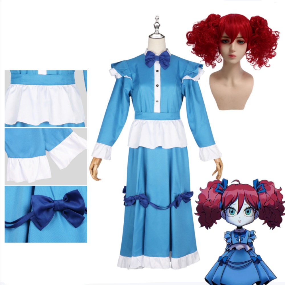Anime Cosplay Blue Hair - Fantasia Completa de Cosplay Poppy Red