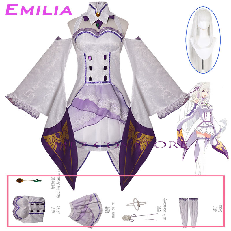 Women Anime Cosplay - Fantasia de Cosplay Emilia do Anime