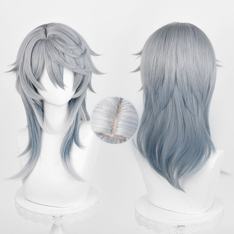 Anime Cosplay Blue Hair - Hsr domingo peruca cosplay 52cm cinza
