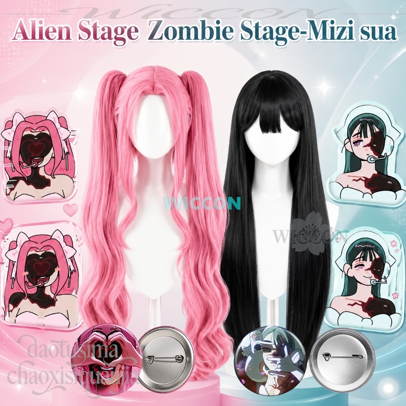 Cosplay Anime Black Hair - Perucas de Cabelo Sintético Liso Longo
