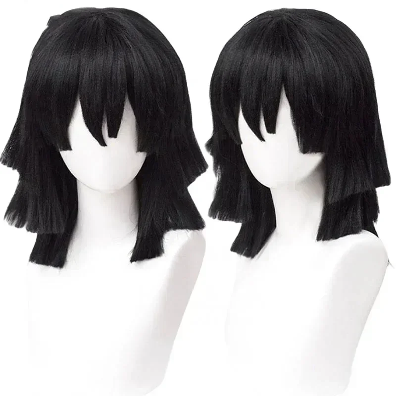 Peruca de Cosplay Iguro Obanai - Cosplay Anime Black Hair avaliação e preço