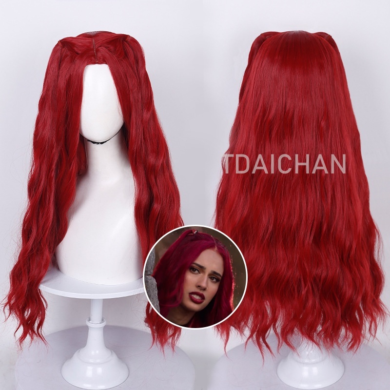 Peruca Cacheada Vermelha para  - Anime Cosplay Blue Hair avaliação e preço