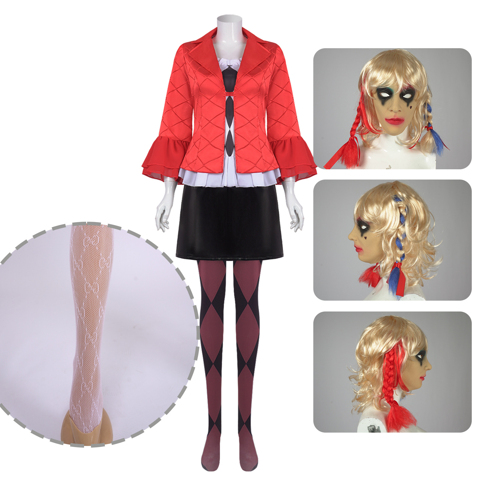 Fantasia de cosplay Harley Qui - Anime Harley Quinn Cosplay avaliação e preço